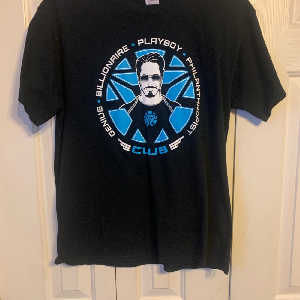 Marvel Tony Stark Black Graphic Large Short Sleeve T-Shirt